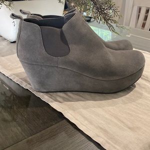 Chocolate BLU slip on wedge boots- size 10